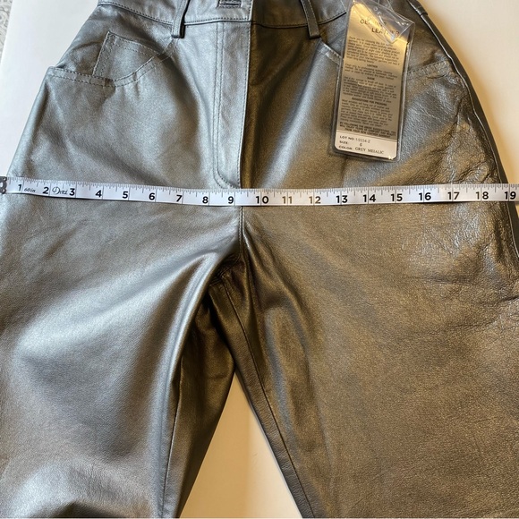 Tower Hill Collection Grey Metallic High Rise 100% Leather Pants Size 6 - Picture 10 of 13